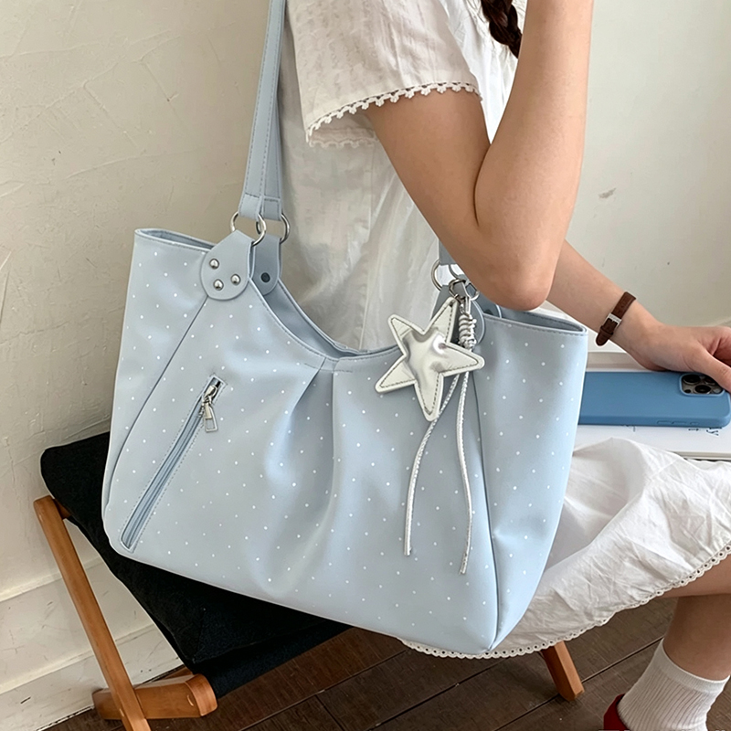 Leather Work Duffle Bag - PU Leather Polka Dot Tote Bag