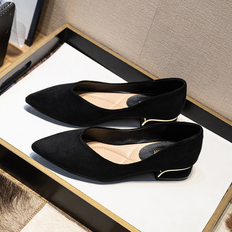Women's Pointed Toe Simple Chu - Leather Work Heels recension och pris