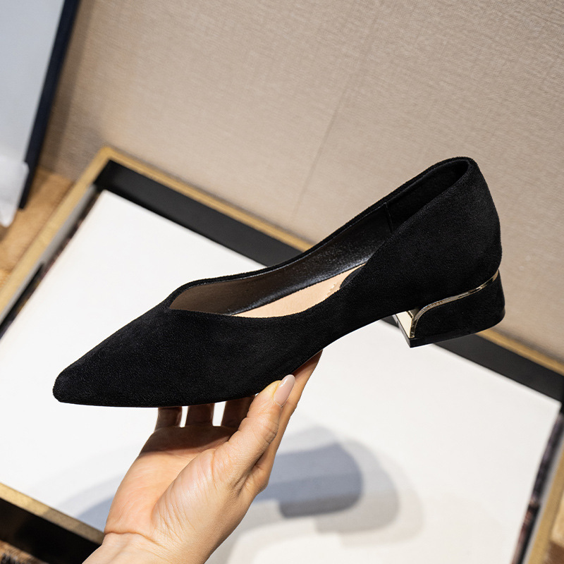 Women's Pointed Toe Simple Chu - Leather Work Heels recension och pris