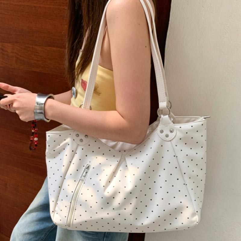 PU Leather Polka Dot Tote Bag  - Leather Work Duffle Bag recension och pris