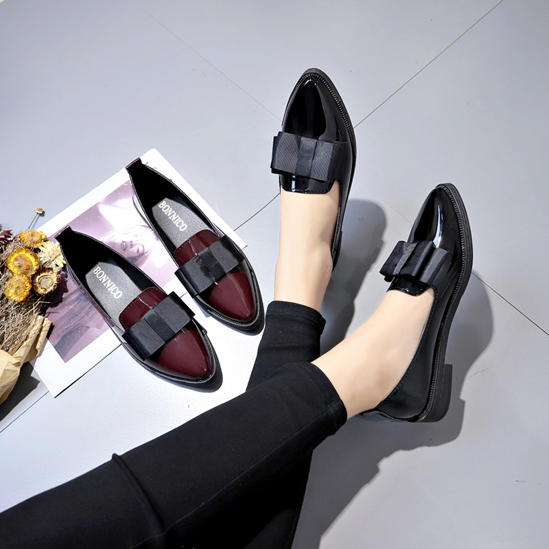 Black/ Wine Red Patent Leather - Leather Work Heels recension och pris