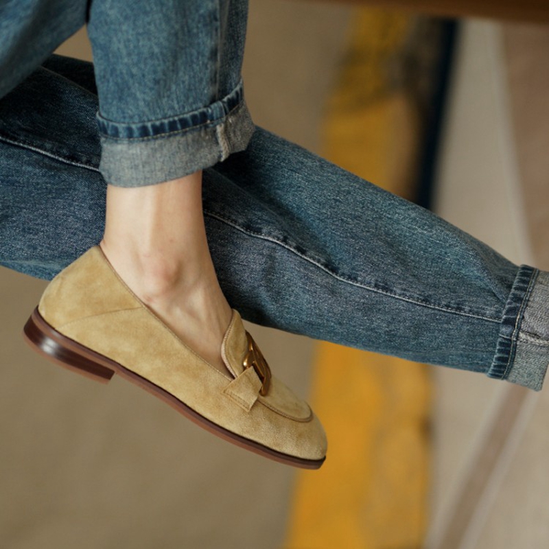 Suede Leather Women Loafers Sp - Leather Work Heels recension och pris