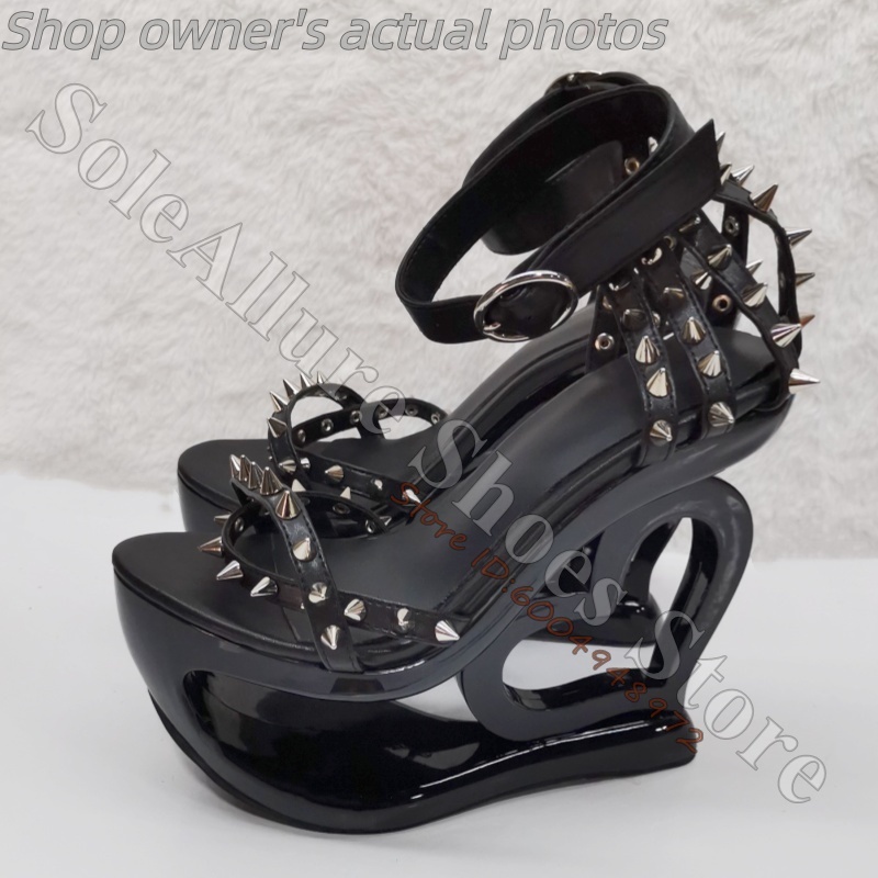 Hot Pink Spike Stud Caged Hear - Leather Work Heels recension och pris