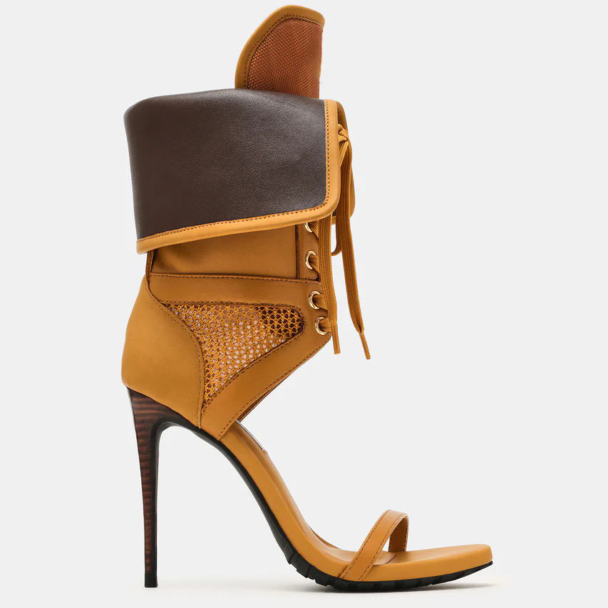 Women Open Toe Stilettos Lace  - Leather Work Heels recension och pris