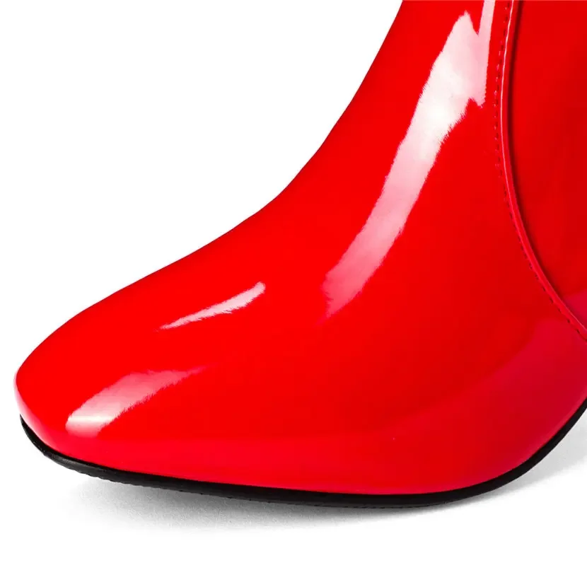 Red White Patent Leather Women - Leather Work Dress recension och pris