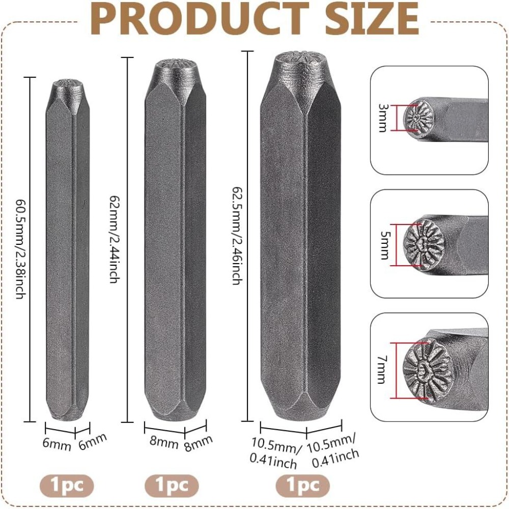 3Pcs Metal Punch Stamp Heart M - Leatherwork Art recension och pris
