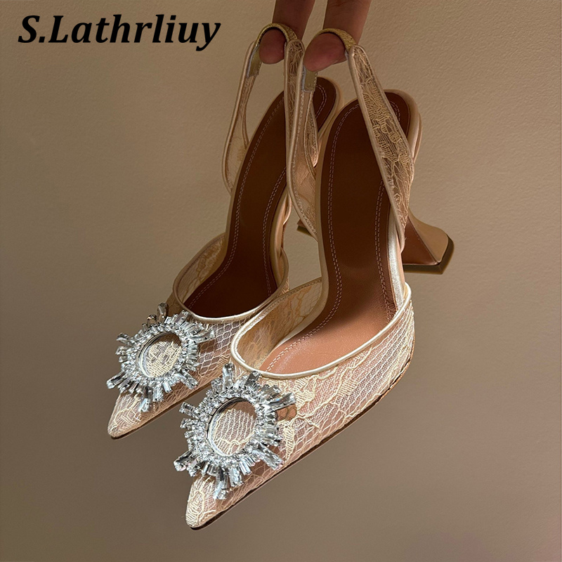 Sandals Rhinestone Flower Poin - Leather Work Heels recension och pris