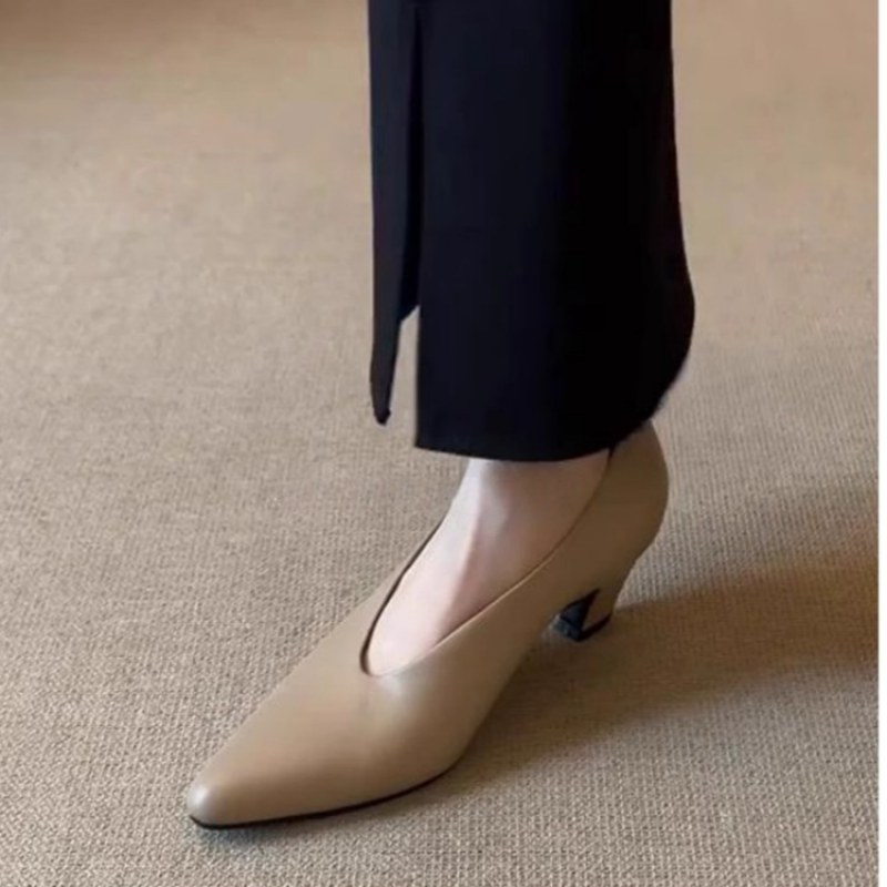 2025 New Women's Pointed Toe C - Leather Work Dress recension och pris